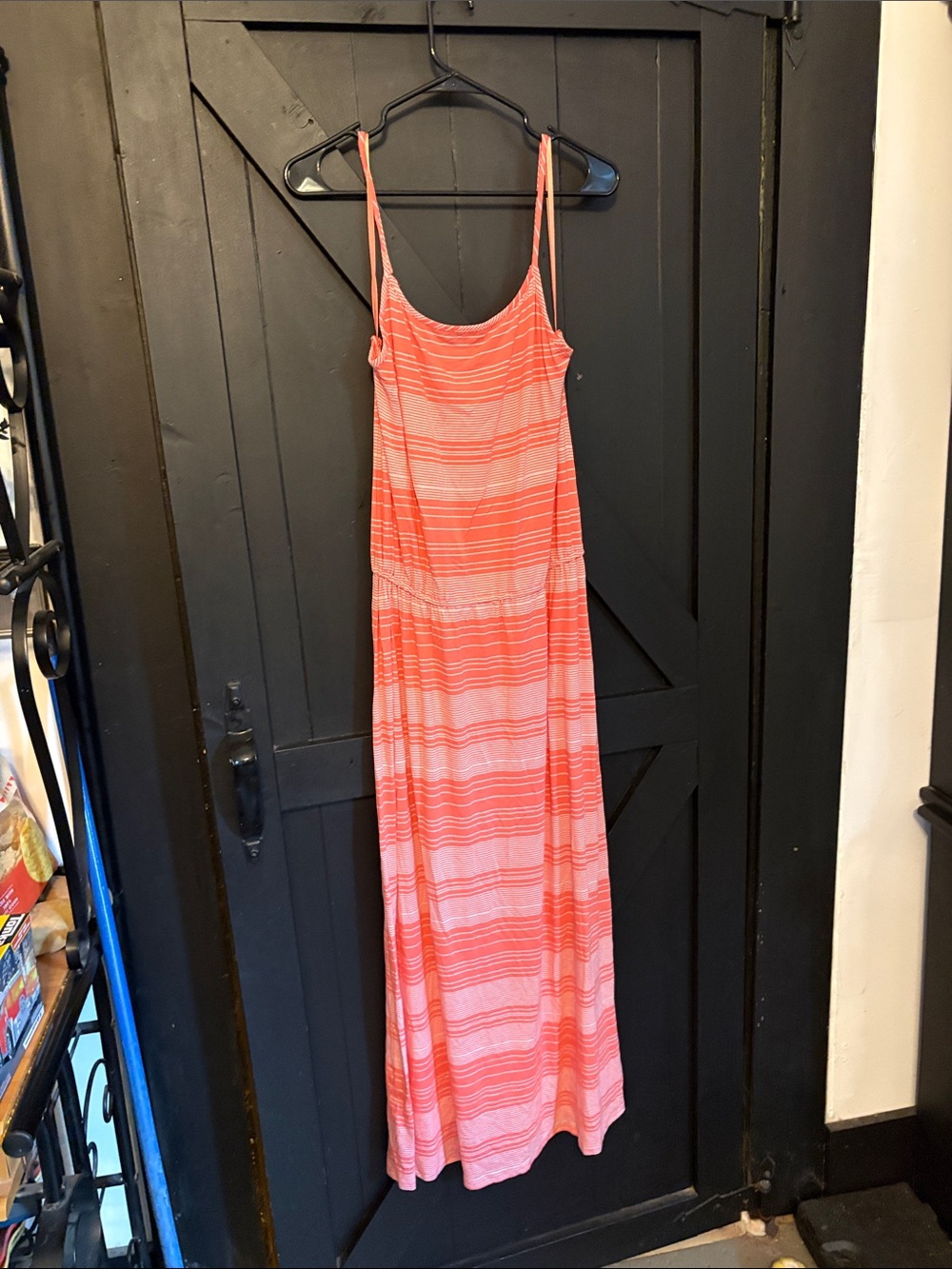 Merona Coral & Light Pink Striped Spaghetti-Strap Maxi Dress
